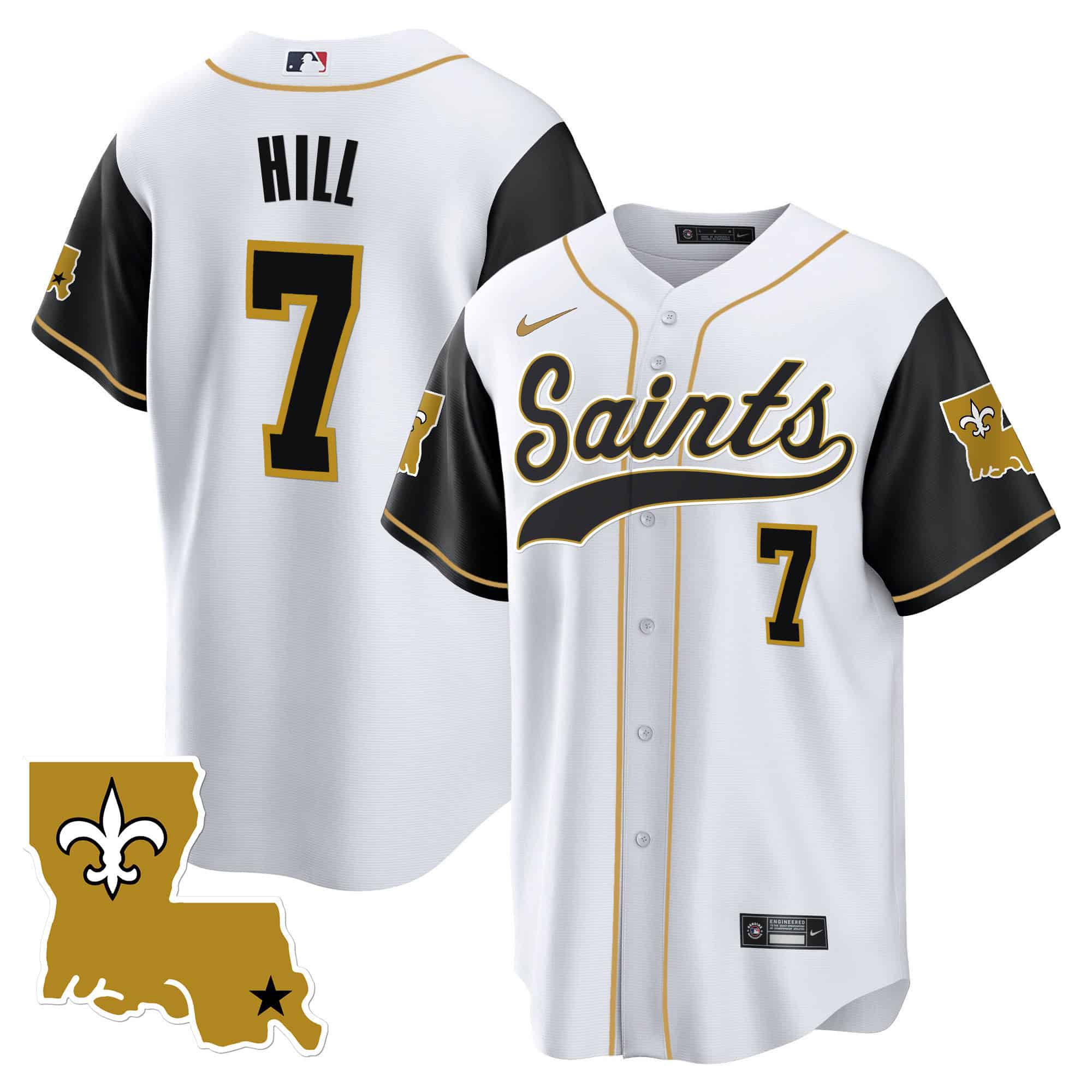 Men New Orleans Saints #7 Hill White 2024 Nike 1987 Legacy Cool Base NFL Jersey style 2